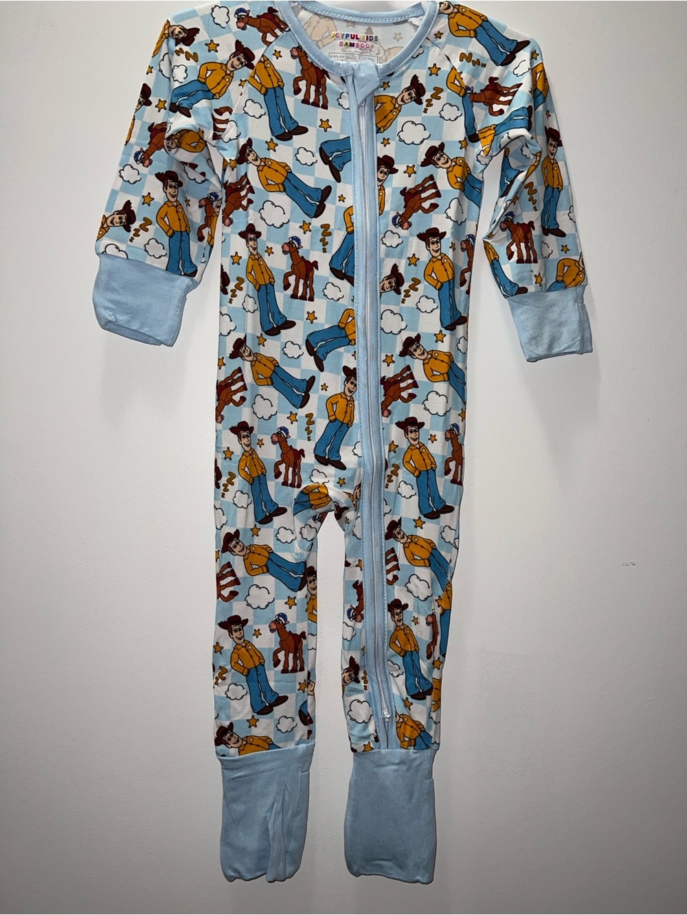 12-18 M Light Blue Toy Story Bamboo Footie PJ Woody Bullseye